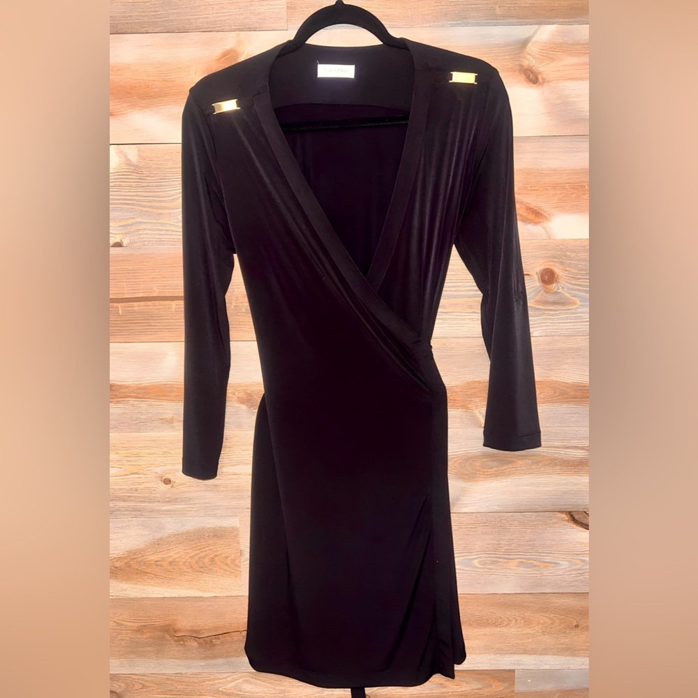 Calvin Klein Elegant Black Wrap Dress